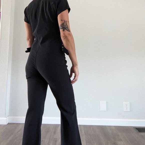 Black 3/4 length jumpsuit - M - Picture 3 of 7